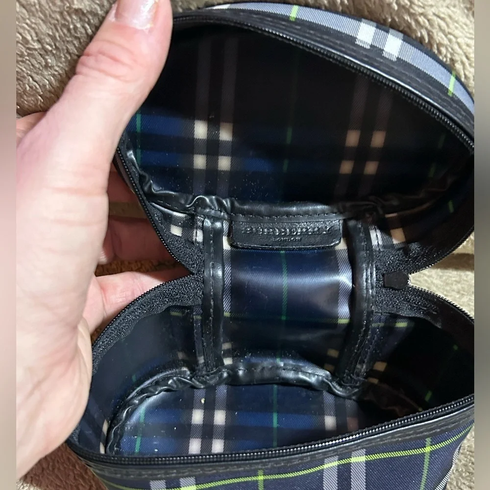 Burberry Authentic Small Blue Plaid Make Up Bag